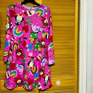 Girls size 10 long sleeve cute dress with candy canes & Santa head,bears on it